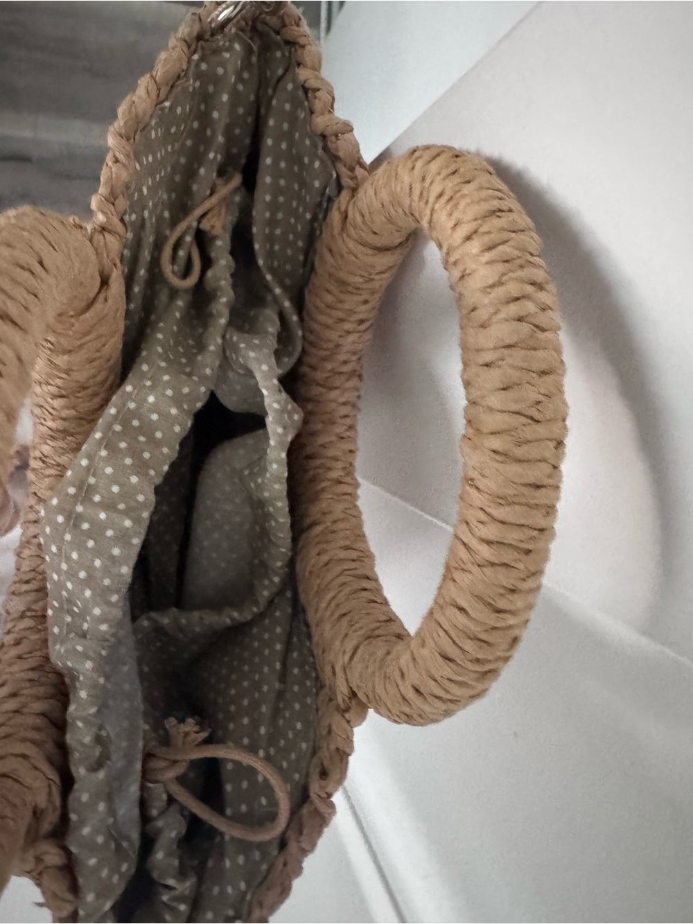 Woven Round Handle Crossbody Bag - Tan - Picture 3 of 3